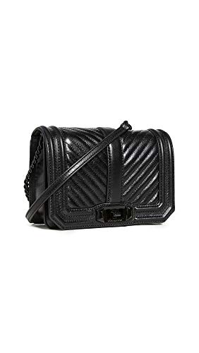 Rebecca Minkoff Women's Chevron Quilted Small Love Crossbody Bag, Black, One Size