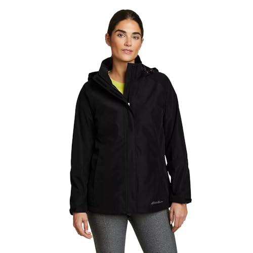Eddie Bauer Women's Packable Rainfoil Jacket, Waterproof, Black, Medium