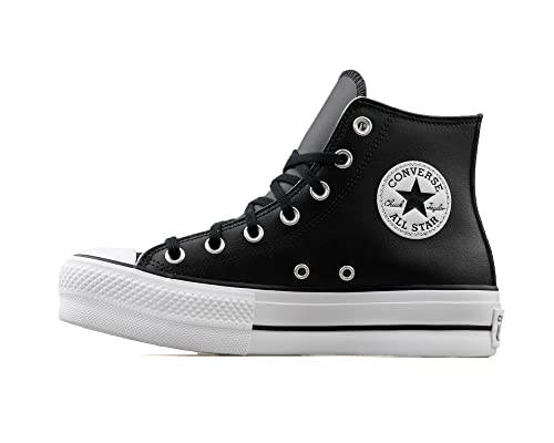 Converse Women's Chuck Taylor All Star Lift Clean HIGH TOP Sneaker, Black/Black/White, 8 M US