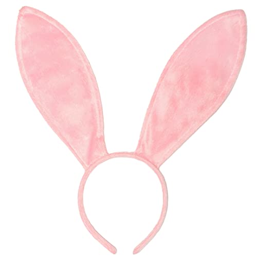 Funcredible Pink Bunny Ears Headband - Velvet Pink Rabbit Ears - Bendable Cosplay Headbands Costume Accessories for Kids and Adults