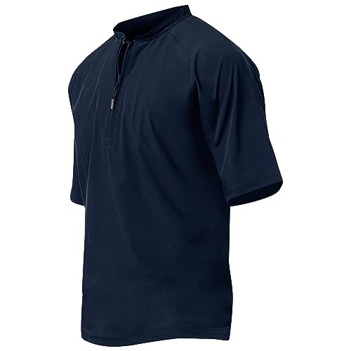 CHAMPRO Men's Standard Baseball/Softball Water-Repellant Batting Cage Jacket with Quarter-Zip Front and Adjustable Bottom, Navy, 3X-Large