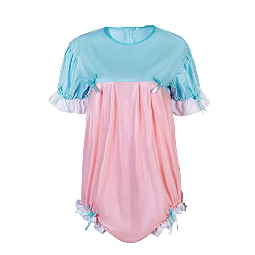 KLANNIZEROE Double Color Waterproof PVC Unique One-Piece Top (Pink, 3XL)