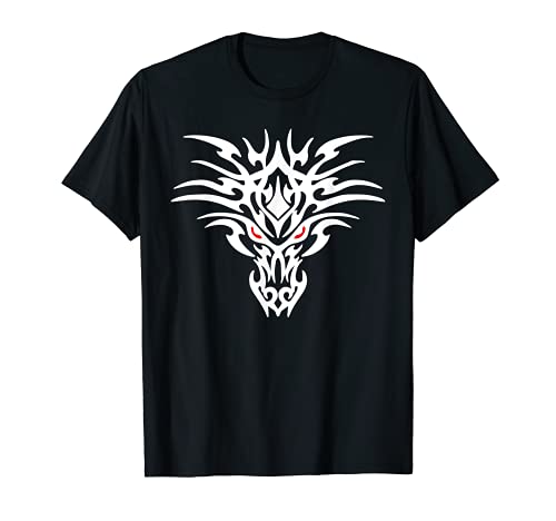 Tribal Dragon Head T Shirt Tattoo Cute White Design Red Eyes