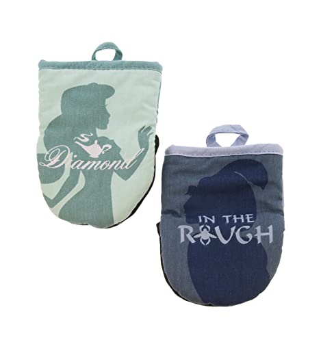 Disney Princess Neoprene Mini Oven Mitts, 2pk-Heat Resistant Oven Gloves with Insulation Ideal for Handling Hot Kitchenware-Non-Slip Grip, Hanging Loop, 5.5 x 7 Inches - Aladdin