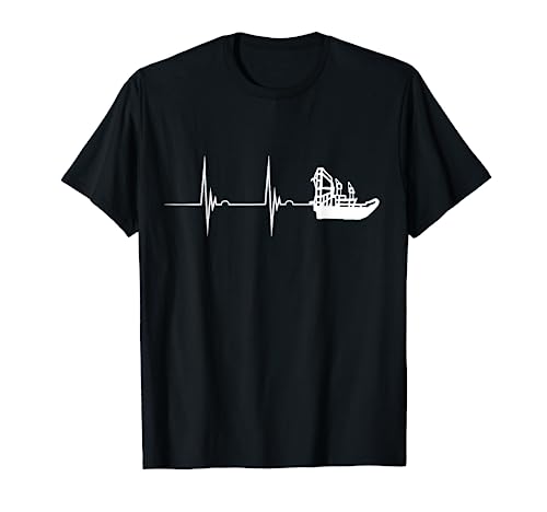 Airboat Heartbeat Fanboat EKG Pulseline Hydroplane T-Shirt