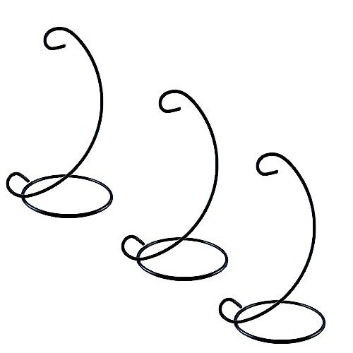 BANBERRY DESIGNS Ornament Display Stands – Wrought Iron Black 3 Pack - 13 inches Tall - Christmas Ornament, Terrarium Holder, Glass Globes, Lanterns