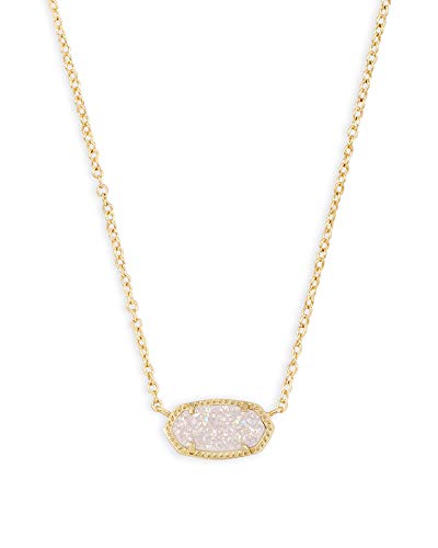 Kendra Scott Elisa Adjustable Length Pendant Necklace for Women, Fashion Jewelry, 14k Gold-Plated, Iridescent Drusy
