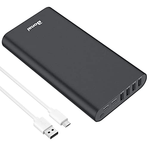 BONAI Portable Charger 20000mAh iPhone Charger Aluminum External Battery Pack Power Bank 4 USB Outputs(2.1A), High-Speed Charging Compatible with iPhone 13 12 11 X iPad Tablet Samsung - Black