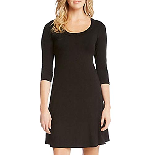Karen Kane Women's 3/4 Sleeve A-Line Dress, Black, Medium