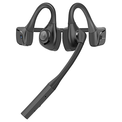 BANIGIPA Bluetooth Headset with Microphone, Open Ear Headphones Wireless Bluetooth Noise Cancelling for Laptop PC Computer Cell Phones, Air Conduction Headphones for Office Meeting Home Working-16 Hrs