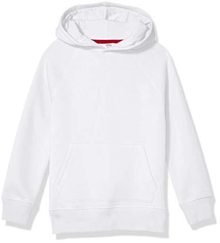 Amazon Essentials Boys' Fleece Pullover Hoodie Sweatshirts, White, Large