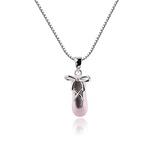 Cherished Moments Sterling Silver Pink Ballet Slipper Shoe Necklace for Children, Toddlers, Little Girls, Kids, or Teens for Dance Recital Gift