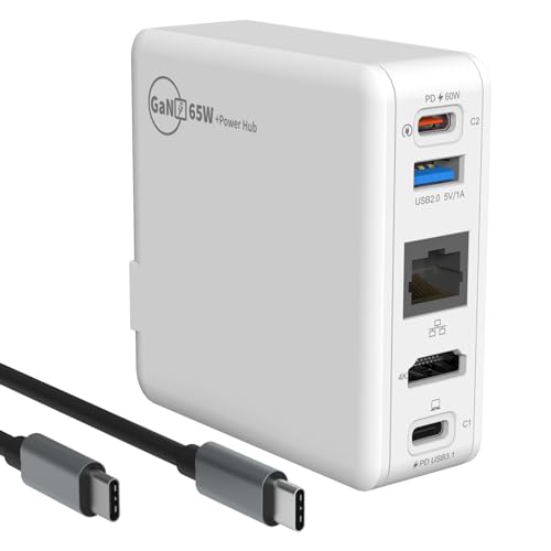 65W Switch Dock Station for TV Compatible for steam Deck Nintendo ROG Ally Mac Book Charger Laptop with 4k60HZ HDMI Power Hub RJ45 Port,2*Type C Ports, USB Port Hub Docking Portable Charger