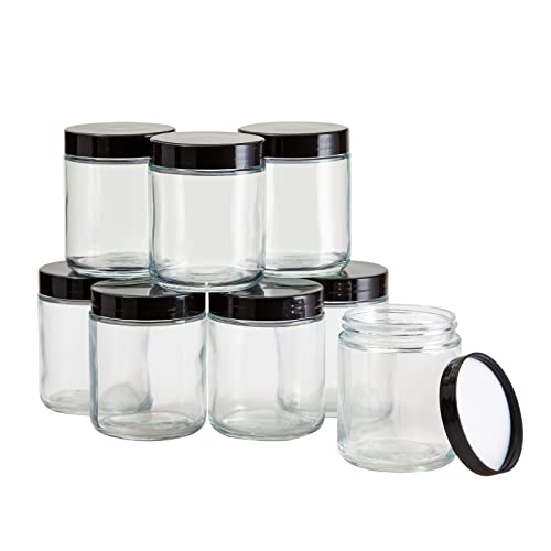 8 Pack Glass Candle Jars with Lids for DIY Projects, Straight Sided Cosmetic Containers for Body Butter, Scrubs, Lotion (8 oz)