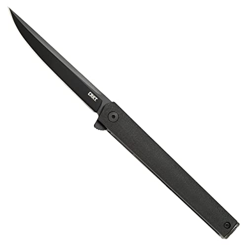 CRKT CEO Blackout EDC Folding Pocket Knife: Gentleman's Knife, Everyday Carry, Liner Lock, Glass Reinforced Nylon Handle, Deep Carry Pocket Clip 7097k