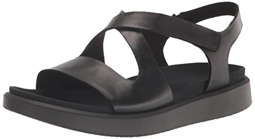 ECCO Women's FLOWT Cross Strap Sandal, Black, 9-9.5