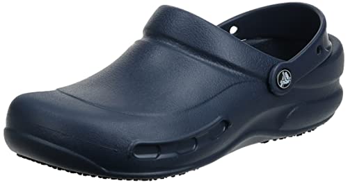 Crocs Unisex Adult Men's and Women's Bistro Clog | Slip Resistant Work Shoes , Navy, 12 Women 10 Men US