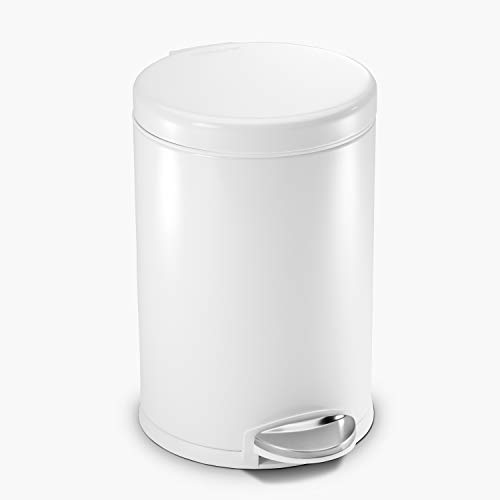 simplehuman 4.5 Liter Bathroom Trash Can, White Steel