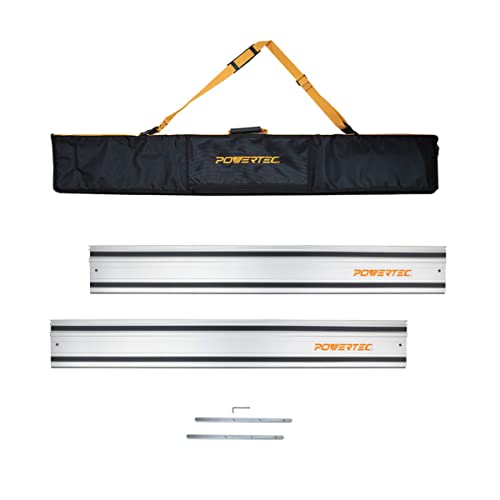 POWERTEC 71550 110' Track Saw Guide Rail Kit for Makita or Festool | Includes 2x55 Guide Rails/Protective Guide Rail Bag/Rail Connectors