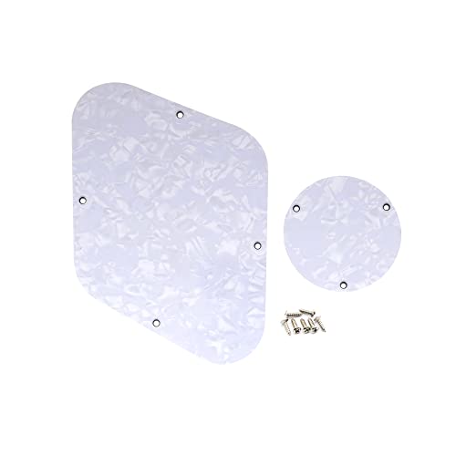 Musiclily LP Backplate and Switch Cover Set Compatible with USA Les Paul, 4Ply White Pearl
