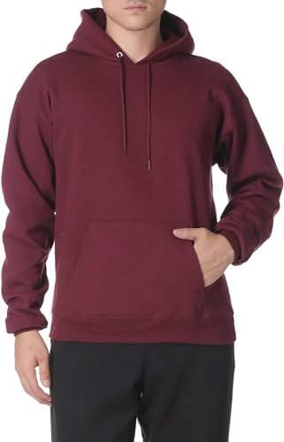 Hanes Men's Pullover EcoSmart Hooded Sweatshirt, maroon, Medium