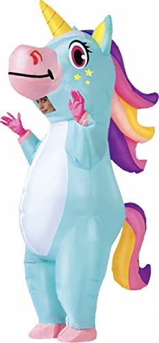 Spooktacular Creations Inflatable Costume, Full Body Riding a Unicorn Costume Adult (Blue)