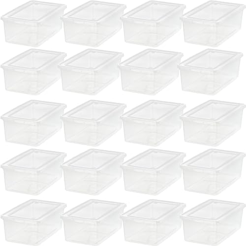 IRIS USA 6 Qt Clear Storage Box, BPA-Free Plastic Stackable Bin with Lid, 20 Pack , Containers to Organize Shoes and Closet Shelves, Classroom Organization Teacher Tools, Game Storage