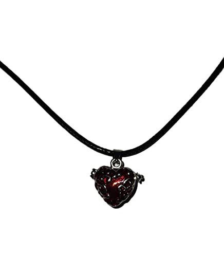 Pheromone Oil Silver Red Enamel Heart Locket Necklace