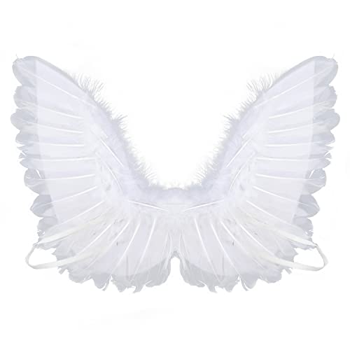 White Feather Angel Wings with Elastic Straps Cosplay Party Wings White Fairy Wings Costumes Stage Performance Angel Costumes for Girls Kids Huge Angel Wings For Teenagers Adult Photoshoot