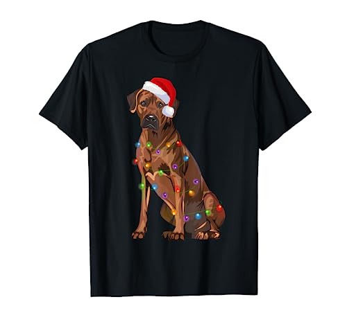 Rhodesian Ridgeback Christmas Lights Xmas Dog Lover T-Shirt
