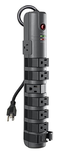 Belkin 8-Outlet Pivot-Plug Power Strip Surge Protector With 6ft Cord & Telephone Protection - Surge Protection For Up To 8 Devices - 1800 Joules Energy Rating - Gray
