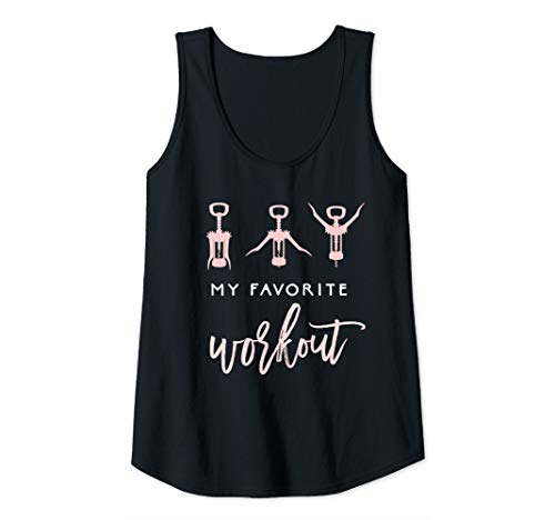 Womens My Favorite Workout Funny Wine Lover Womens Exercise Quote Tank Top