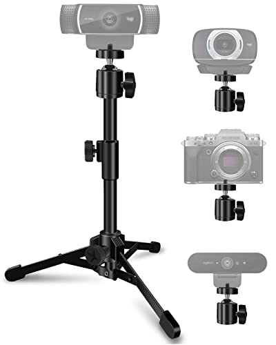 Mictop Desktop Webcam Tripod Stand, Extendable Webcam Camera Stand Tripod for Logitech Stream Webcam C925e C922x C922 C930e C930 C920 C615 and Other Devices with 1/4' Thread