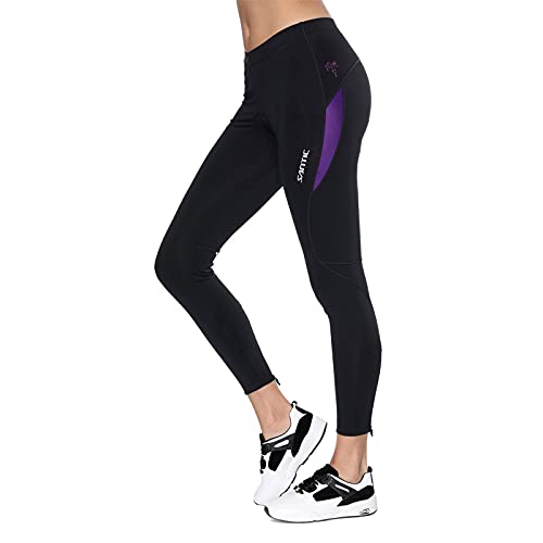 Santic Bike Pants Women's 4D Padded Bike Cycling Tights Biking Capris for Women Long Road Trousers Quick Dry Purple XL Parni
