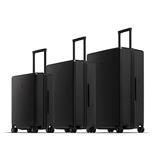 LEVEL8 Elegance Matte Luggage Sets, 3 Piece Sets Luggage Lightweight Hardside Suitcase With Spinner Wheels,TSA Lock Approved,3-Piece Set(Black, 20/24/28-Inch)