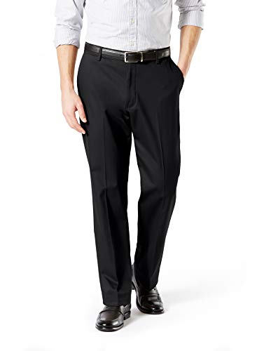Dockers Men's Classic Fit Signature Khaki Lux Cotton Stretch Pants (Regular and Big & Tall), Black, 36W x 32L