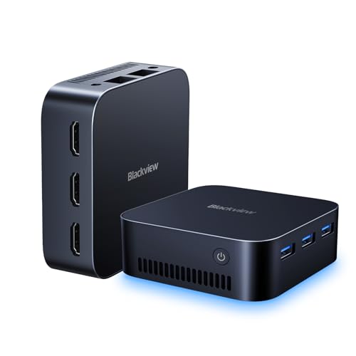 Blackview MP80 Mini PC Intel 12th N97(up to 3.6 GHz), 16GB LPDDR5 512GB M.2 SSD Mini Desktop Computers Windows 11 Pro, Support Dual LAN, 3 HDMI, 2.4/5G WiFi, 4K UHD