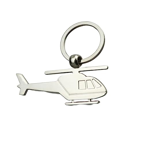 ODETOJOY Metal Silver Heilicopter Keychain Plane Key Chains Alloy Pilot Key Holder Airplane Keycharm