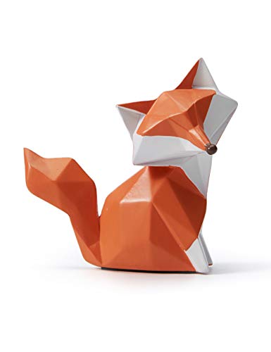 HAUCOZE Fox Figurine Statue Gifts Geometric Sculpture Decor Polyresin Animal Arts 4.0 inch