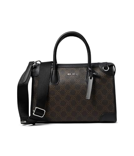 Nine West Ellis Satchel, Brown Logo/Black