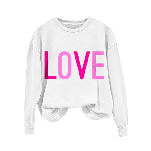 HGps8w Womens Valentine's Day Sweatshirt LOVE Casual Long Sleeve Crewneck Blouses Tops Pullover Loose Romantic Dating Shirts