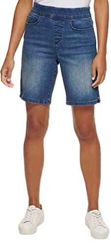 DKNY Jeans Womens Lightweight Pull On Bermuda Short (XX-Large, Light Wash Denim)