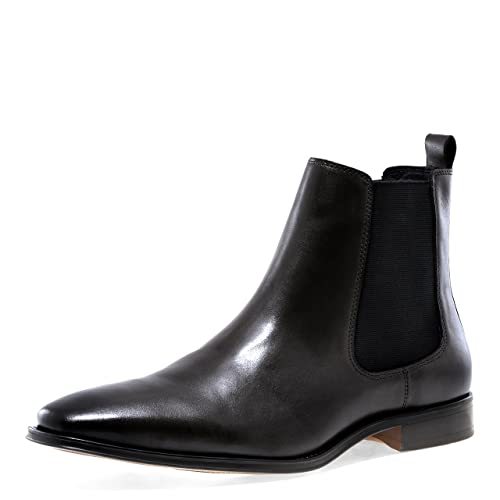 JUMP Men's Mateo Leather Upper | Side Zipper | Ankle Height | Light Weight | Luxurious & Fashionable | Casual Chelsea Boots|Black Size 12
