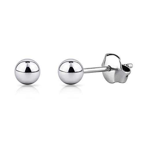 SENYDA Jewelry Sterling Silver Earrings - Sparkly and Elegant Bead Round Small Ball Studs, 92.5% Silver, Polished Graceful Jewelry set For Women, Great for Sensitive Skin.