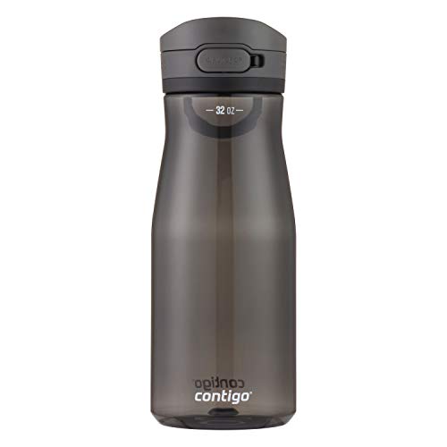 Contigo Jackson 2.0 BPA-Free Plastic Water Bottle with Leak-Proof Lid, Chug Mouth Design with Interchangeable Lid and Handle, Dishwasher Safe, 32oz Licorice