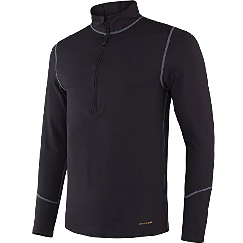 Terramar Men's Standard Thermolator Half Zip, Black, Medium