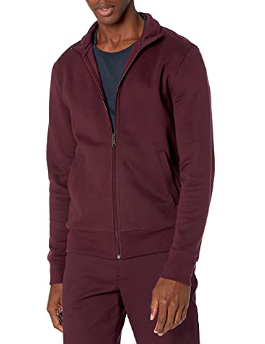 Amazon Essentials Men's Full-Zip Fleece Mock Neck Sweatshirt, Burgundy, Large