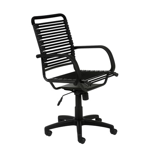 Euro Style Flat Bungie High Back Adjustable Office Chair with Arms - Black Bungies with Graphite Black Frame