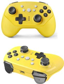 TNE - Switch Lite Wireless Pro Controller | For Classic Nintendo Switch 2017 & Switch Lite 2019 Portable Gaming System | Auto Turbo Function | Also Wireless on Android or Wired on PC & PS3 (Yellow)