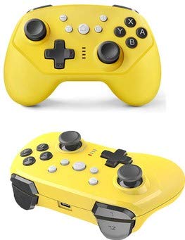 TNE - Switch Lite Wireless Pro Controller | For Classic Nintendo Switch 2017 & Switch Lite 2019 Portable Gaming System | Auto Turbo Function | Also Wireless on Android or Wired on PC & PS3 (Yellow)